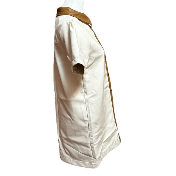 NWT Fate Cream and Brown Mini Shirt Dress | Size Small - Picture 6 of 9